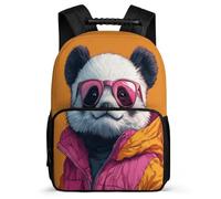 TPISLI Kids Panda Illustration Backpack for 5 to 10 Years, Boys Girls Animal Design School Bag, Lightweight Rucksack, Side Pockets, Padded Back, Travel Daily Use