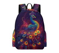 TPISLI Kids Peacock Design Bookbag for Boys Girls 7-12 Years 13.3 Inch Laptop Backpack, Modern Durable Animal Bookbag for Weekend Trips Outdoor Gift Large Capacity