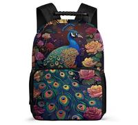 TPISLI Kids Peacock Motif Backpack Ages 6-10, Boys Girls Animal Pattern School Bag, Lightweight Rucksack, 1680D Fabric, Primary Classes, Daily Essentials