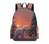 TPISLI Kids Polar Bear Design Backpack for School, Large Animal Snow Scene Rucksack, Lightweight Casual School Bag for Vacation Travel, Backpack Girls Boys