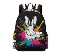 TPISLI Kids Rabbit Motif Backpack Boys Girls for 9-15 Year Olds Cool Durable Bunny Design Back pack for Spring Outing Travel School Season Gift, 14 Inch Laptop Backpack