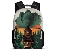 TPISLI Kids Railway Train Motif School Backpack Primary Age 6-11 Cartoon Theme Rucksack for Girls Boys Primary Classes, Padded Back Soft Felt Details Outdoor Day Trips
