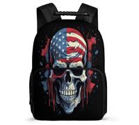 TPISLI Kids School Backpack Girls Skeleton American Flag Schoolbag Boy 7-13 Years Old Elementary Students, Daypack Skull Rucksack for Travel Camping Hiking