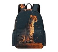 TPISLI Kids School Backpack Leopard Motif Book Bag for Middle/Elementary Students, Daypack Cheetah Animal Rucksack for Travel Camping Hiking