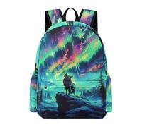 TPISLI Kids School Backpack Wolf Print Book Bag for Middle/Elementary Students, Daypack Animal Wolve Motif Rucksack for Travel Camping Hiking