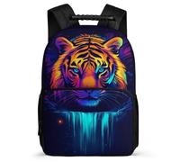 TPISLI Kids Tiger Illustration Backpack Age 7-12, Children Kids Animal Design School Bag, Lightweight Rucksack, Side Pockets, Padded Back, Travel Daily Use