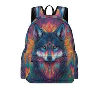 TPISLI Kids Wolf Illustration School Backpack School Bags for Girls Boys, Wolve Design Backpack Unisex Lightweight Laptop Bookbag