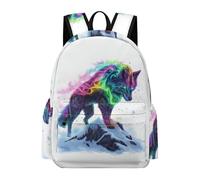 TPISLI Kids Wolf School Backpack Boys Girls 11-16 Years Trendy Lightweight Animal Wolve Back pack for Weekend Trips New Term Gift, 16.5 Inch School Bag Books Gear