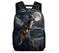 TPISLI Kids Wolve Motif Backpack 8-12 Years, Children Kids Animal Wolf Pattern School Bag, Lightweight Rucksack, 1680D Fabric, Primary Classes, Daily Essentials