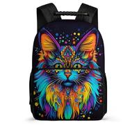 TPISLI Kitten Design Daypack School Years 1-4 for Boys Girls 7-11 Year Olds Animal Cat Print Rucksack Kids and Teens, Sturdy Handle Side Pockets Back to School Gift
