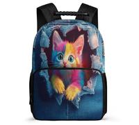 TPISLI Kitten Design Rucksack for Children 8-12 Years, Animal Cat Print Bookbag for Girls Boys, Durable Backpack, Side Pockets, Padded Back, Travel Daily Use