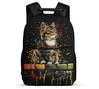 TPISLI Kitten Design School Backpack for 5 to 10 Years for Girls, Animal Cat Print Daypack Students, Lightweight Bag, Side Pockets, Padded Back, Travel Daily Use