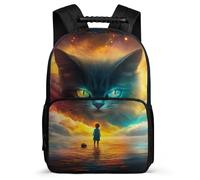TPISLI Kitten Design School Backpack for Children School Years 1-4 Animal Cat Print Daypack Age 5-10 Kids and Teens, Soft Felt Details Sturdy Handle Travel Daily Use