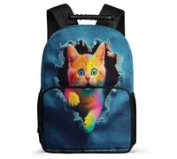 TPISLI Kitten Motif Bookbag for Children Year 3-6 Animal Cat Pattern School Bag School Years 2-5 Kids and Teens, Adjustable Straps Padded Back Travel Daily Use