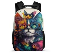 TPISLI Kitten Pattern Daypack for Boys Girls Primary School, Animal Cat Backpack Ages 6-10, Durable School Bag, Sturdy Handle, Outdoor Travel, Day Trips