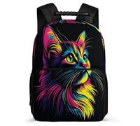 TPISLI Kitten Print Rucksack Primary Classes for Kids Primary Age 6-11 Animal Cat Motif Rucksack Kids and Teens, Side Pockets Adjustable Straps Travel Daily Use