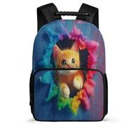 TPISLI Kitten Print School Backpack School Years 1-4 for Girls Boys 8-12 Years Animal Cat Motif Rucksack Girls Boys, Lightweight Side Pockets Daily Essentials