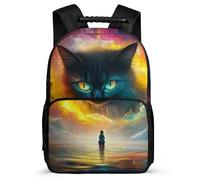 TPISLI Kitten School Backpack Primary Age 6-11 for Boys Girls, Animal Cat Daypack for Students, Lightweight Bag, 1680D Fabric, Primary Classes, Daily Essentials