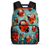 TPISLI Ladybug School Bag for Boys Primary School Ladybug Backpack 7-11 Year Olds Girls Boys, Adjustable Straps Side Pockets Outdoor Day Trips