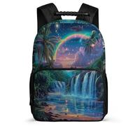 TPISLI Landscape Motif Bookbag Primary School for Girls Boys Primary Age 6-11 Beautiful Daypack Students, Padded Back Soft Felt Details Travel Daily Use