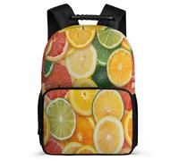 TPISLI Lemon Pattern School Backpack for Girls School Years 1-4 Fruit Backpack Primary Age 6-11 Kids and Teens, Side Pockets Adjustable Straps Birthday Gift