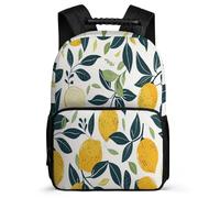 TPISLI Lemon Print Backpack for Boys Primary Age 6-11 Fruit Pattern Rucksack for Kids and Teens Primary Classes, 1680D Fabric Side Pockets School Travel