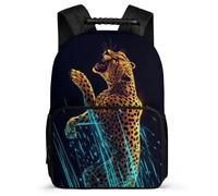 TPISLI Leopard Motif Rucksack for Girls Age 5-10, Cheetah Animal Bookbag for Children, Durable Backpack, 1680D Fabric, Primary Classes, Daily Essentials