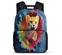 TPISLI Leopard Pattern Bookbag for Children School Years 2-5 Cheetah Animal Backpack for Boys Primary School, Soft Felt Details 1680D Fabric Outdoor Day Trips