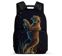 TPISLI Leopard Rucksack for Boys 7-11 Year Olds, Cheetah Animal Bookbag for Students, Durable Backpack, Side Pockets, Padded Back, Travel Daily Use
