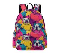 TPISLI Lightweight Aesthetic Boys Bulldog Dog Pattern Backpack - Large Capacity School Laptop Bag Animal Puppy Rucksack Bag for Teen Teenage Girls