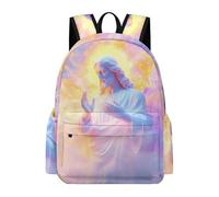 TPISLI Lightweight Aesthetic Boys Jesus Motif Backpack - Large Capacity School Laptop Bag Jesus Christian Pattern Rucksack Bag for Teen Teenage Girls