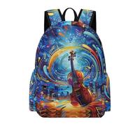 TPISLI Lightweight Aesthetic Boys Singer Music Lover Backpack - Large Capacity School Laptop Bag Guitar Motif Rucksack Bag for Teen Teenage Girls