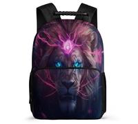 TPISLI Lion Bookbag Year 2-5 for Students School Years 2-5 Animal School Bag Kids and Teens, Soft Felt Details Side Pockets Daily Essentials