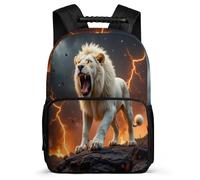 TPISLI Lion Daypack for Kids and Teens Junior School Animal Bookbag Primary Age 6-11 Children, Side Pockets Soft Felt Details Travel Daily Use