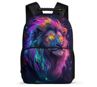 TPISLI Lion Daypack for Kids and Teens Junior School Animal Pattern Bookbag Primary Age 6-11 Children, Side Pockets Soft Felt Details Travel Daily Use