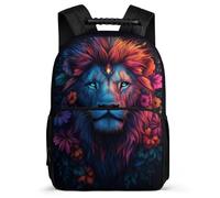 TPISLI Lion Design Daypack for Children 6-11 Years Lion Print Rucksack for Kids and Teens School Years 1-4, Soft Felt Details Adjustable Straps Birthday Gift