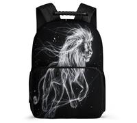 TPISLI Lion Design Rucksack School Years 1-4 for Kids and Teens 8-12 Years Animal Print Daypack Students, Soft Felt Details Side Pockets Back to School Gift