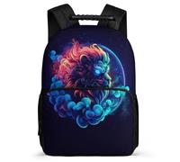 TPISLI Lion Design School Backpack for Children 7-11 Year Olds Animal Print School Bag for Kids and Teens Year 3-6, Side Pockets Soft Felt Details Travel Daily Use