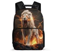 TPISLI Lion Illustration Backpack for Kids and Teens 6-11 Years Animal Design Backpack for Children Primary Classes, Side Pockets Lightweight Travel Daily Use
