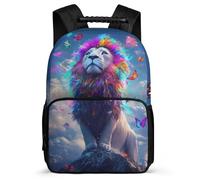 TPISLI Lion Illustration Bookbag for Children School Years 2-5 Animal Design Backpack for Boys Primary School, Soft Felt Details 1680D Fabric Outdoor Day Trips