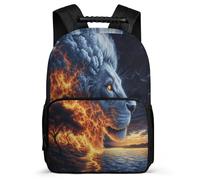TPISLI Lion Illustration Daypack for Girls Boys Primary School, Animal Design Backpack Age 7-12, Durable School Bag, Soft Felt Details, Short Trips, Everyday Use