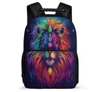 TPISLI Lion Illustration School Backpack for Children Year 3-6 Animal Design Bookbag for Children School Years 1-4, Padded Back Side Pockets Outdoor Day Trips