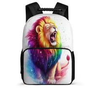 TPISLI Lion Motif Daypack for Students Primary School Animal Illustration Backpack 7-11 Year Olds Kids and Teens, Padded Back Soft Felt Details Daily Essentials