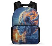 TPISLI Lion Motif Rucksack for Kids and Teens Junior School Animal Lion Backpack 7-11 Year Olds Girls Boys, Padded Back Sturdy Handle Travel Daily Use