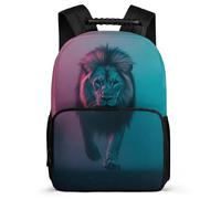 TPISLI Lion Motif School Backpack for Students School Years 1-4 Animal Lion Rucksack Ages 6-10 Children, Side Pockets Adjustable Straps Daily Essentials