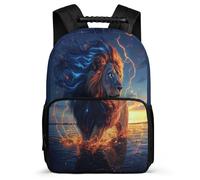 TPISLI Lion Motif School Bag Primary Classes for Kids and Teens 6-11 Years Animal Illustration Backpack Girls Boys, 1680D Fabric Padded Back Outdoor Day Trips