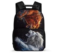 TPISLI Lion Pattern Backpack School Years 1-4 for Kids and Teens Primary Age 6-11 Animal Motif Rucksack Girls Boys, Durable Side Pockets Daily Essentials