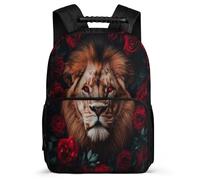 TPISLI Lion Pattern Rucksack for Kids Primary School Animal Motif Bookbag Primary Age 6-11 Students, Adjustable Straps Sturdy Handle Back to School Gift