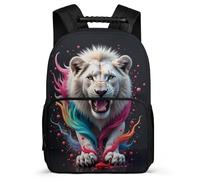 TPISLI Lion Print Backpack for Kids Age 5-10 Animal Daypack for Children School Years 1-4, Soft Felt Details Adjustable Straps Outdoor Day Trips