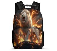 TPISLI Lion Print Bookbag for Children School Years 2-5 Animal Pattern Rucksack for Kids and Teens Junior School, 1680D Fabric Sturdy Handle Daily Essentials